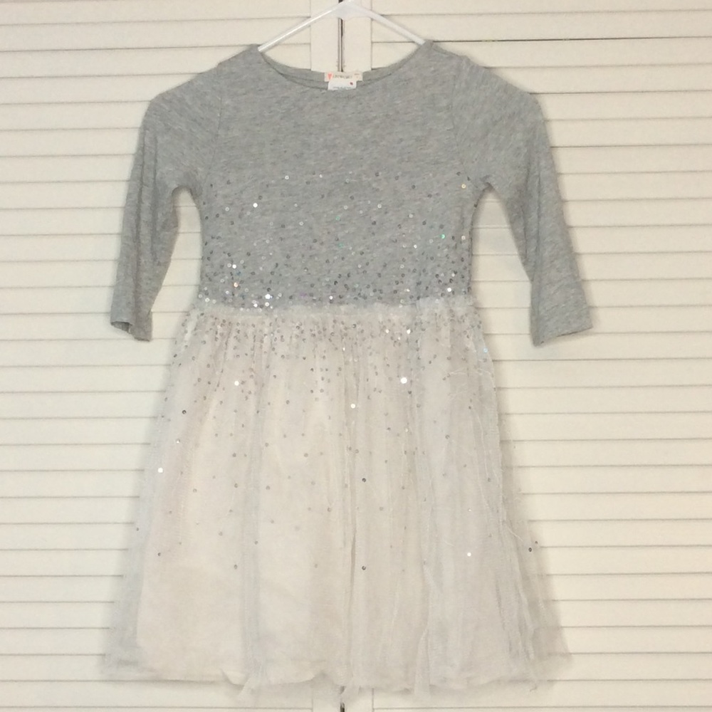 Grey and white dress with sequins